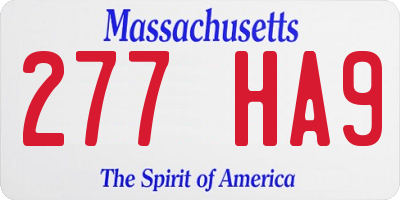 MA license plate 277HA9