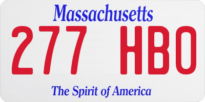 MA license plate 277HB0