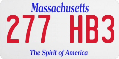 MA license plate 277HB3