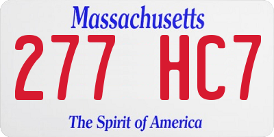 MA license plate 277HC7