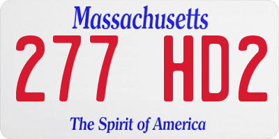 MA license plate 277HD2