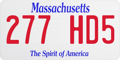 MA license plate 277HD5