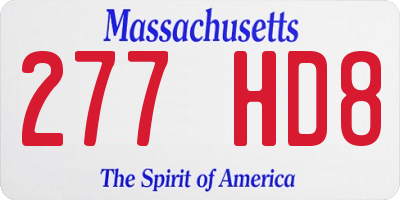 MA license plate 277HD8