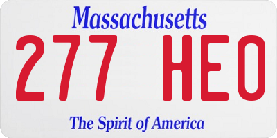 MA license plate 277HE0