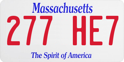 MA license plate 277HE7