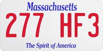 MA license plate 277HF3