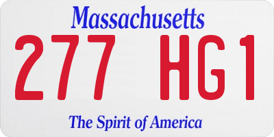 MA license plate 277HG1