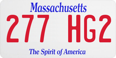 MA license plate 277HG2