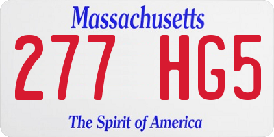MA license plate 277HG5