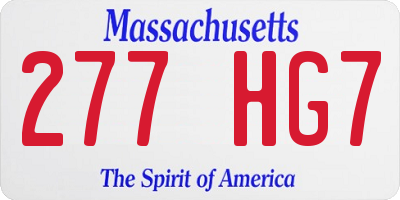 MA license plate 277HG7