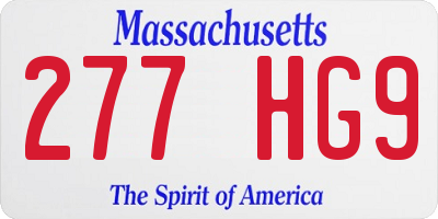 MA license plate 277HG9