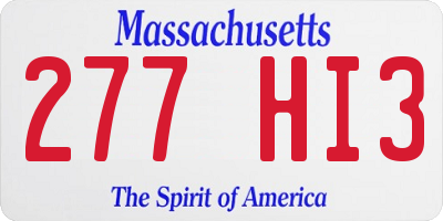 MA license plate 277HI3