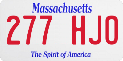 MA license plate 277HJ0