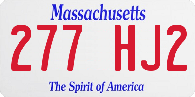 MA license plate 277HJ2