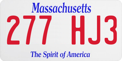 MA license plate 277HJ3