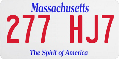 MA license plate 277HJ7