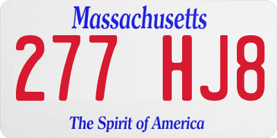 MA license plate 277HJ8