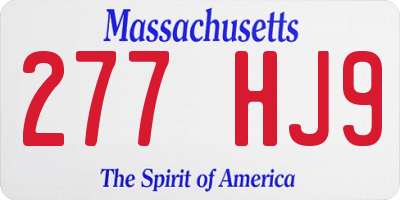 MA license plate 277HJ9