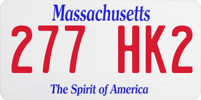 MA license plate 277HK2