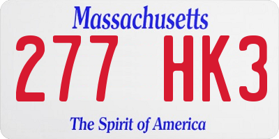 MA license plate 277HK3