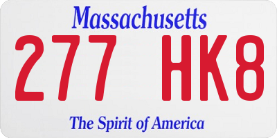 MA license plate 277HK8