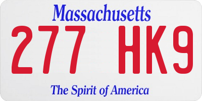 MA license plate 277HK9