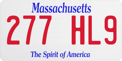 MA license plate 277HL9