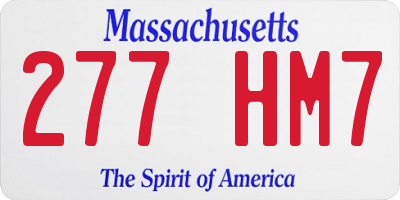 MA license plate 277HM7