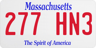 MA license plate 277HN3