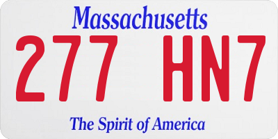 MA license plate 277HN7