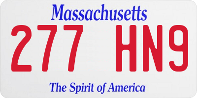 MA license plate 277HN9