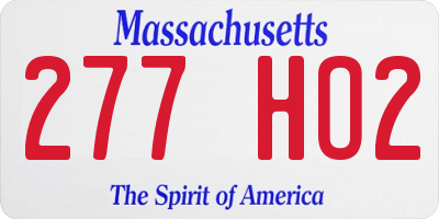 MA license plate 277HO2