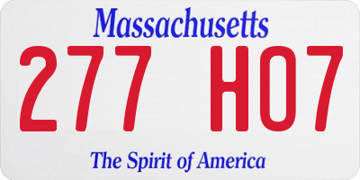 MA license plate 277HO7