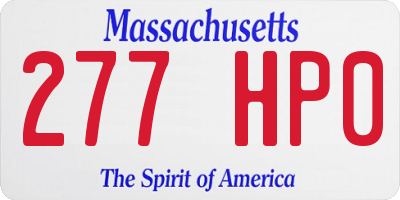MA license plate 277HP0