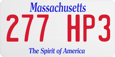 MA license plate 277HP3