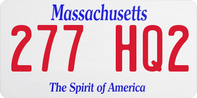 MA license plate 277HQ2