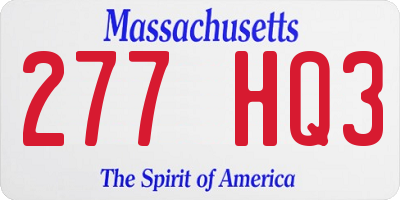 MA license plate 277HQ3