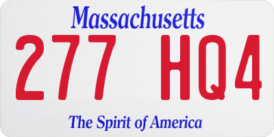 MA license plate 277HQ4
