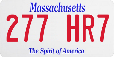 MA license plate 277HR7