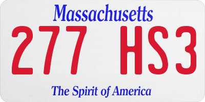 MA license plate 277HS3