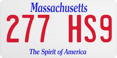 MA license plate 277HS9
