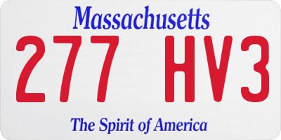 MA license plate 277HV3