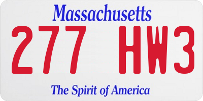 MA license plate 277HW3