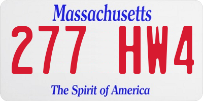 MA license plate 277HW4