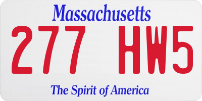 MA license plate 277HW5