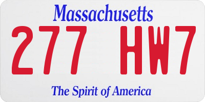 MA license plate 277HW7