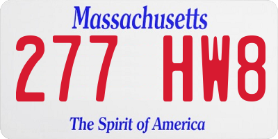 MA license plate 277HW8