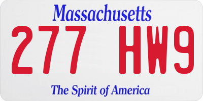 MA license plate 277HW9