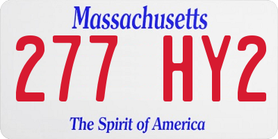 MA license plate 277HY2