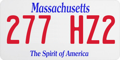 MA license plate 277HZ2